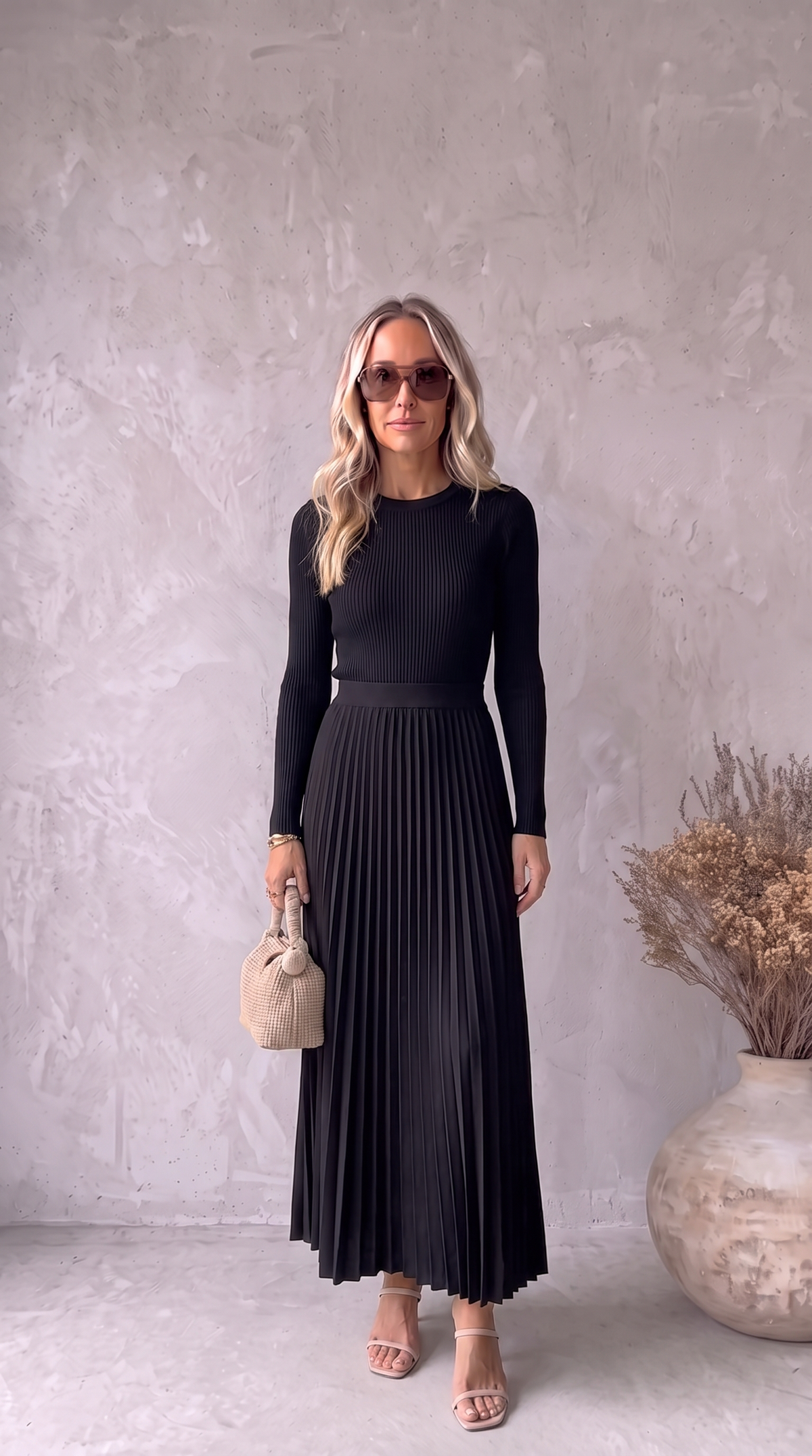 Aura | Vestido Midi Plisado