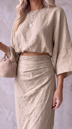 Aura | Conjunto de top de manga amplia y falda larga