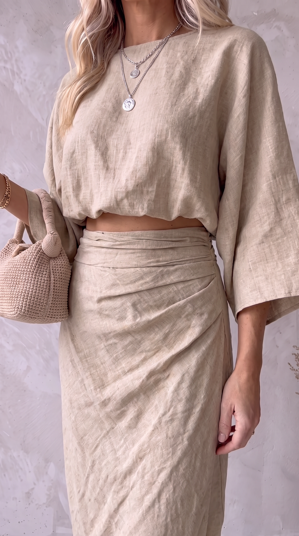 Aura | Conjunto de top de manga amplia y falda larga