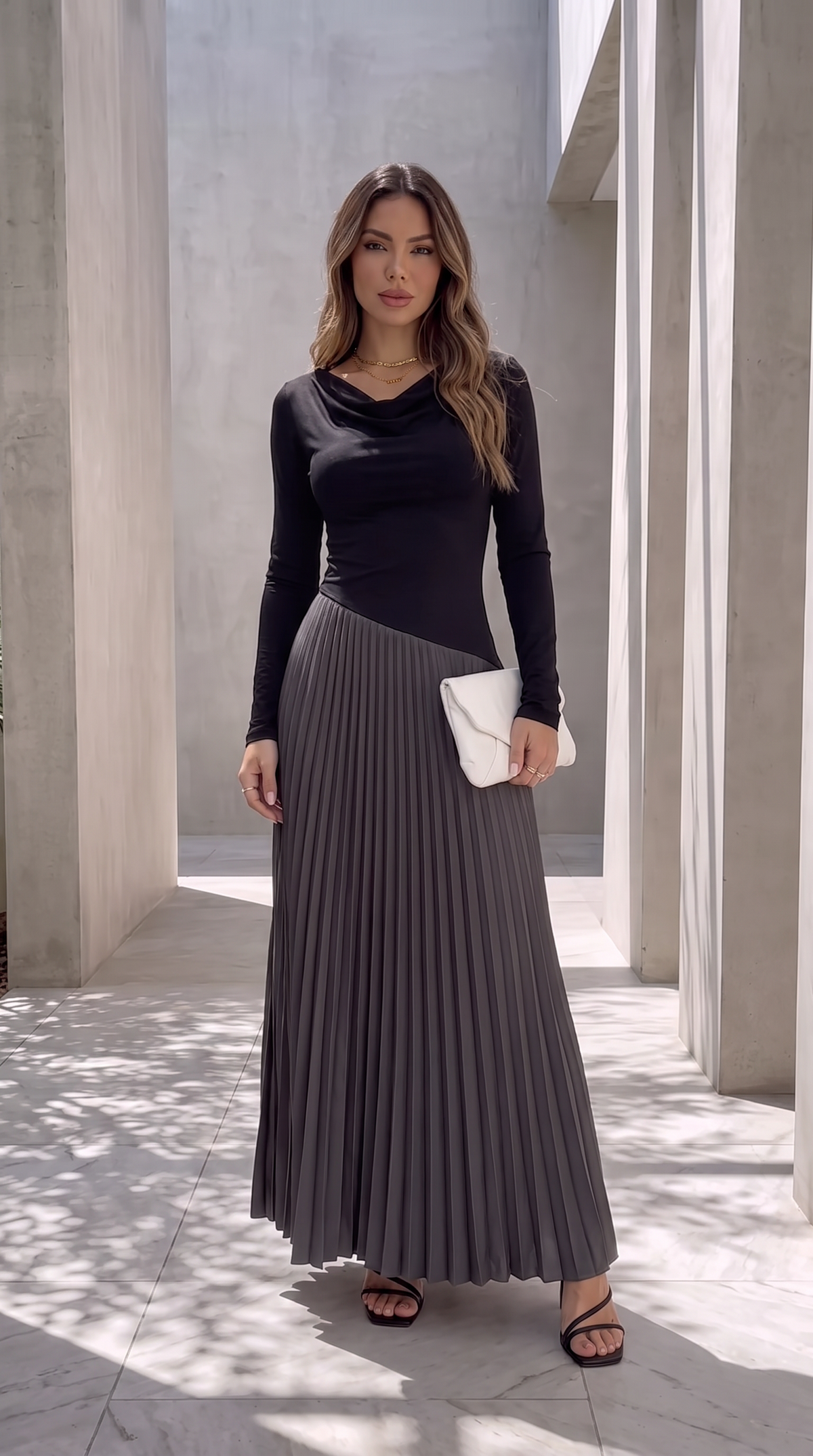 Aura | Vestido de falda plisada
