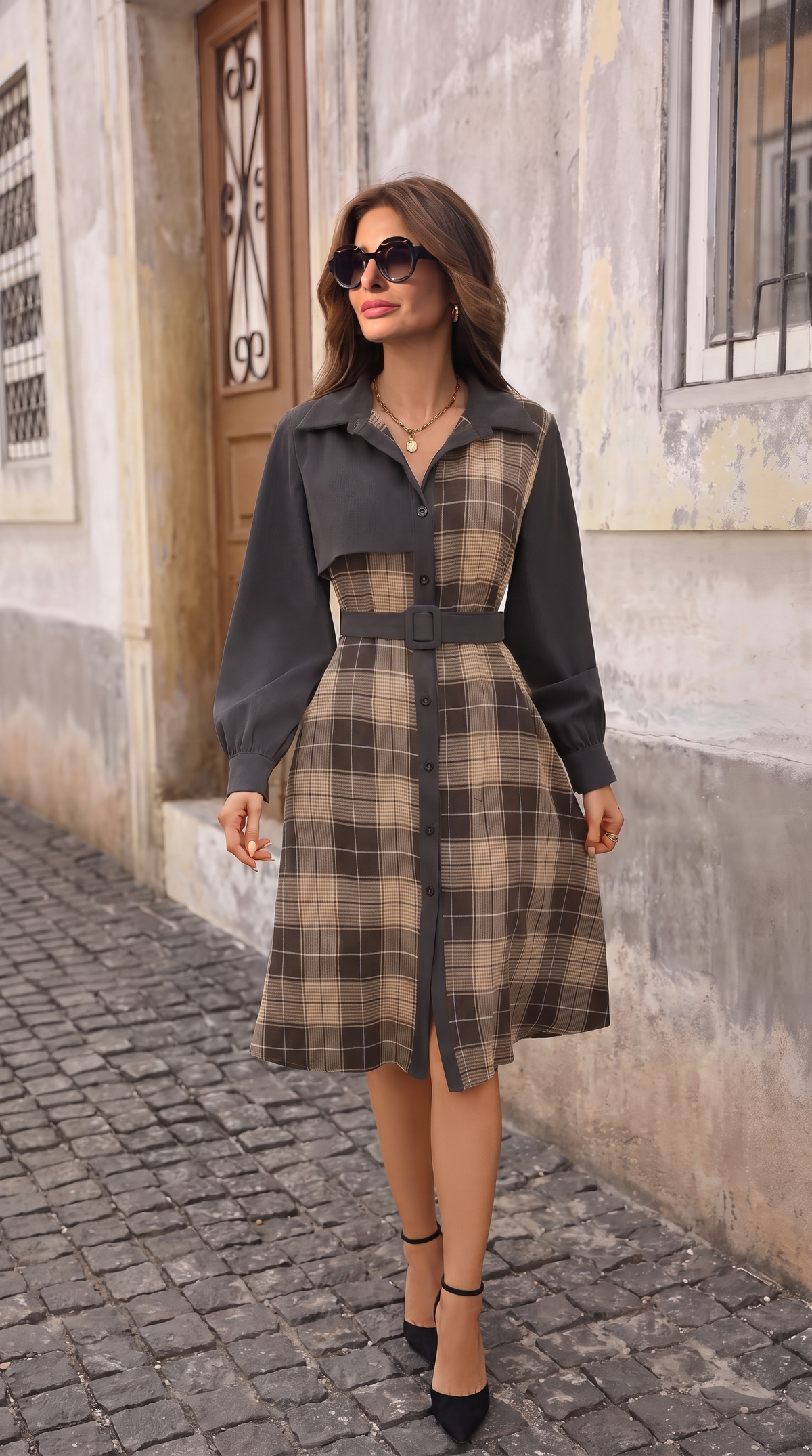 Siena | Vestido camisero de cuadros