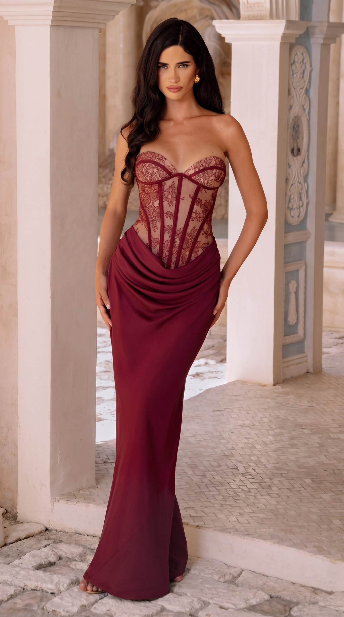 Aura | Vestido Largo Corsé Drapeado