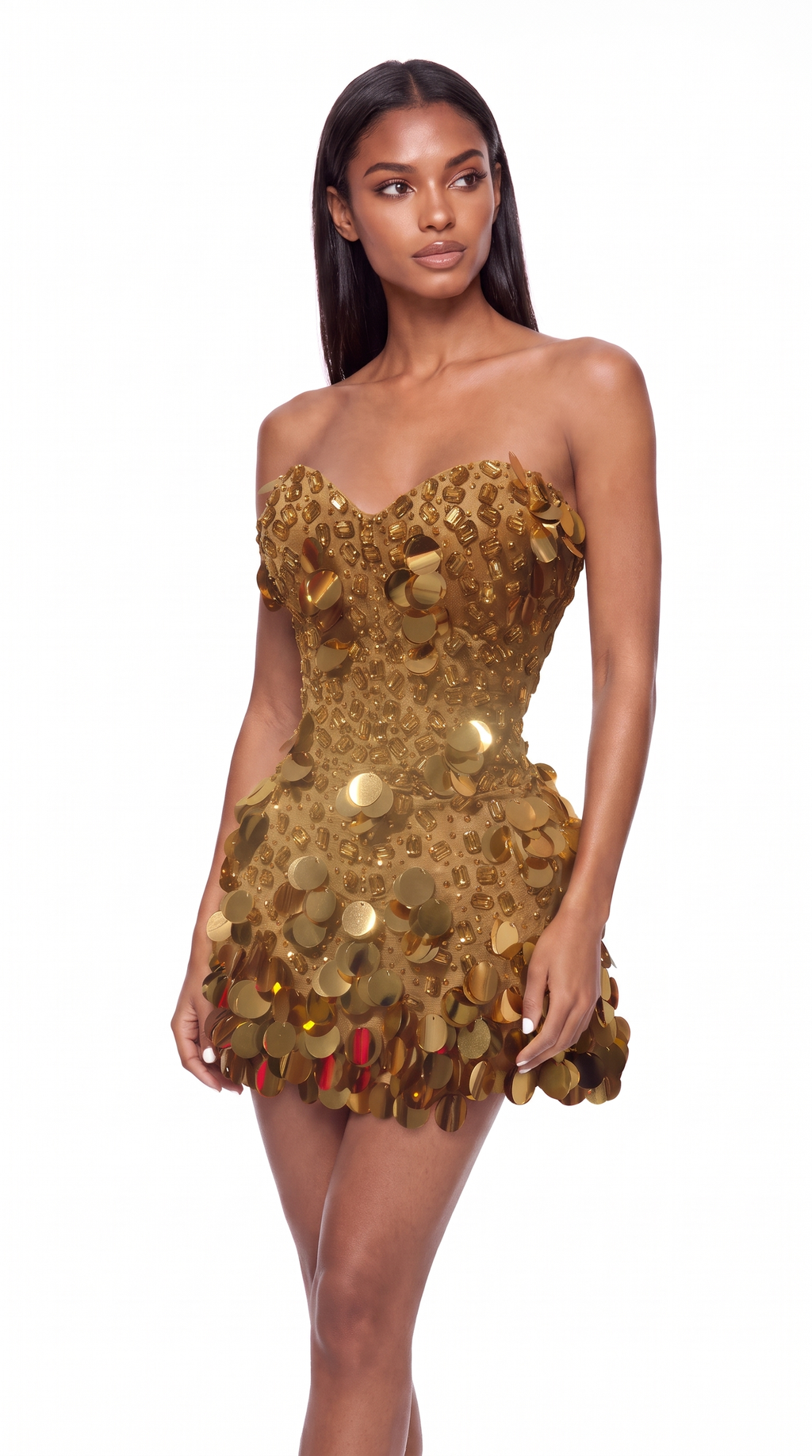 Aura | Vestido corto dorado de lentejuelas
