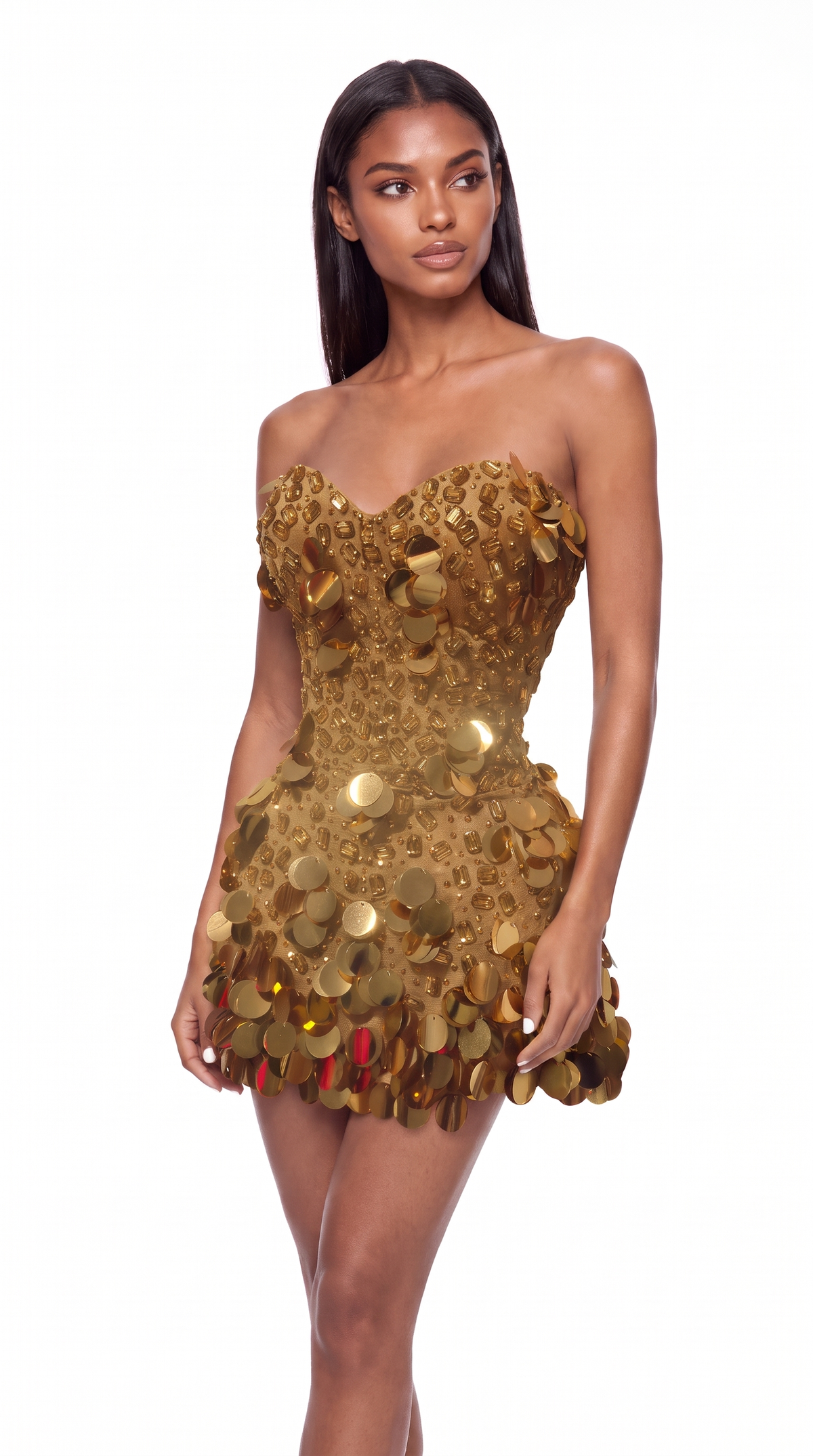 Aura | Vestido corto dorado de lentejuelas